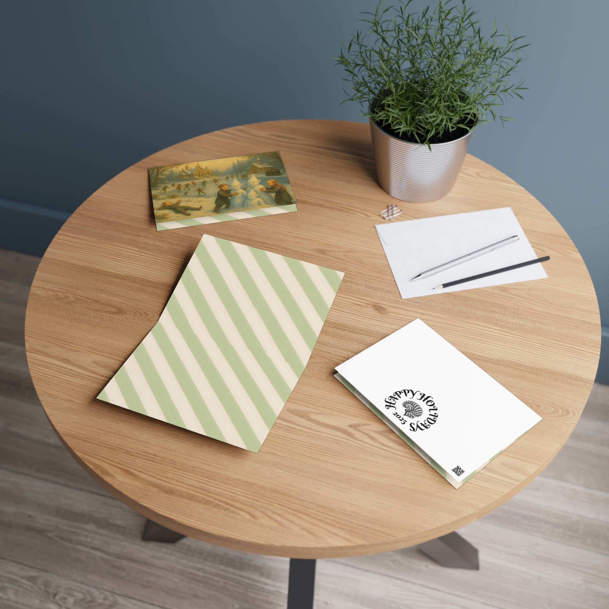 Greeting Cards Happy Peaceful Holiday Elves