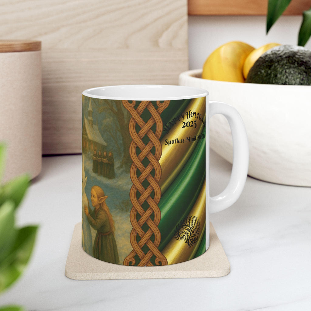 Snowy Elves Ceramic Mug, Christmas Coffee Cup, Holiday Hot Cocoa Mug, Winter Tea Mug, Seasonal Drinkware, Festive Gift Mug