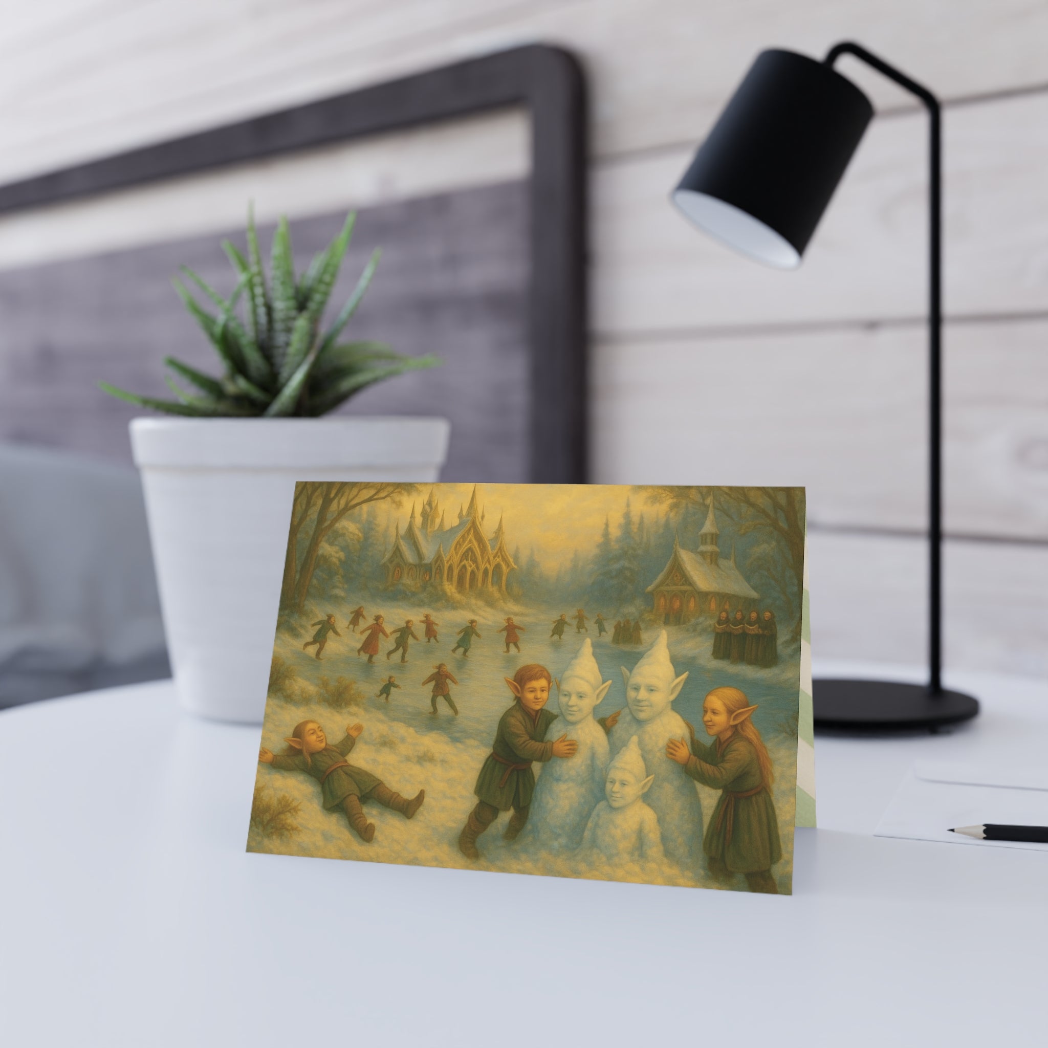 Greeting Cards Happy Peaceful Holiday Elves