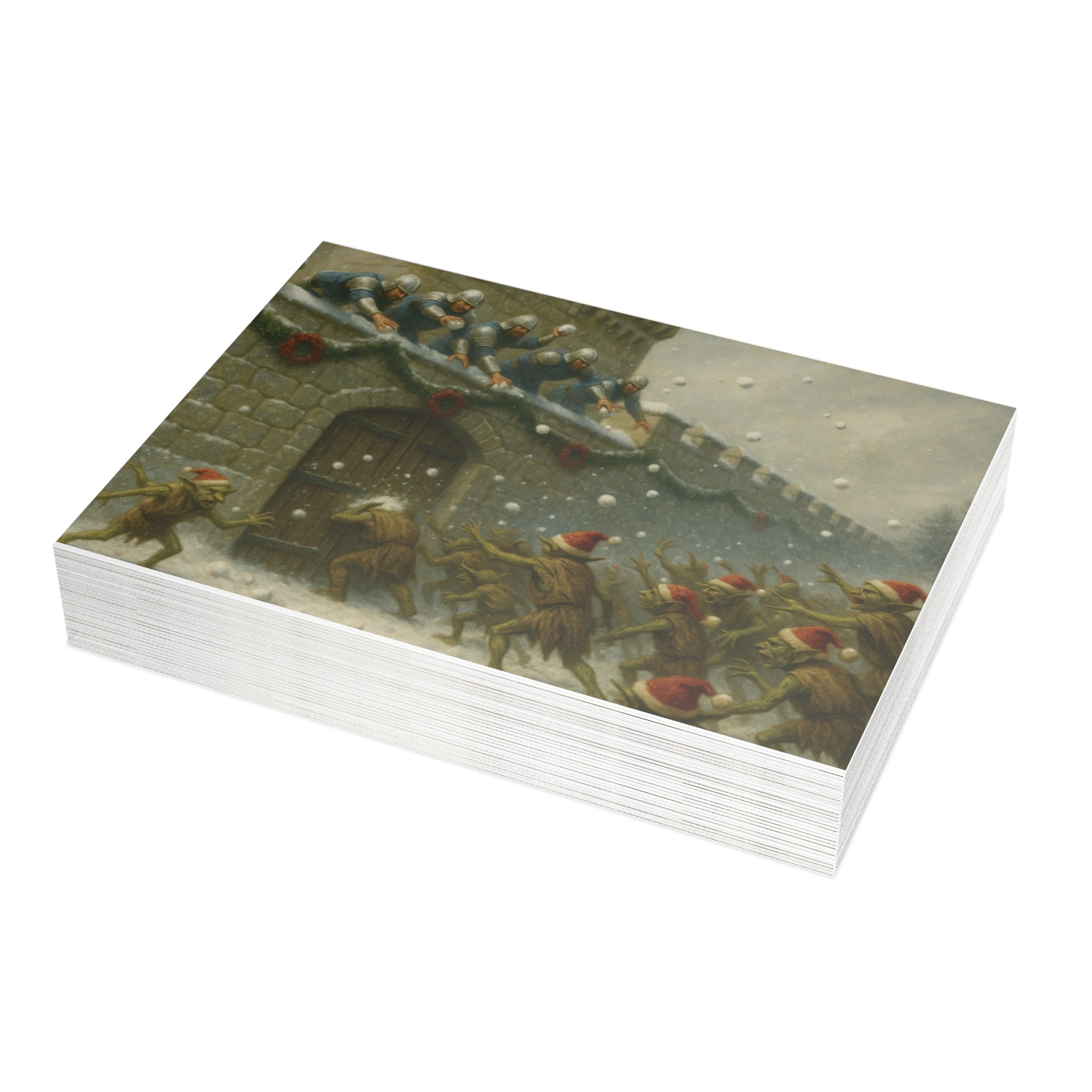 Greeting Cards Holiday Heroes vs. Jolly Gang of Goblins Snowball Fight