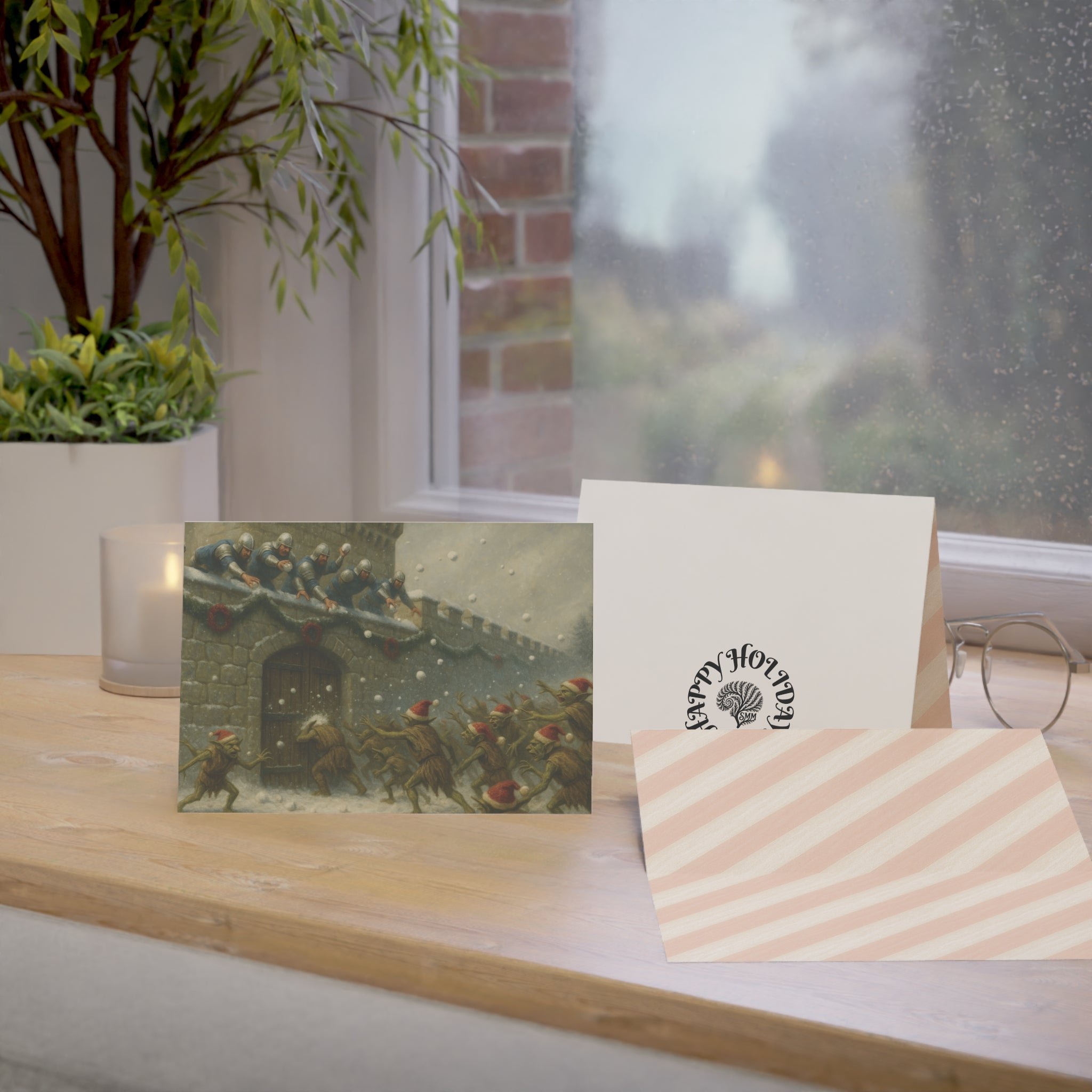 Greeting Cards Holiday Heroes vs. Jolly Gang of Goblins Snowball Fight