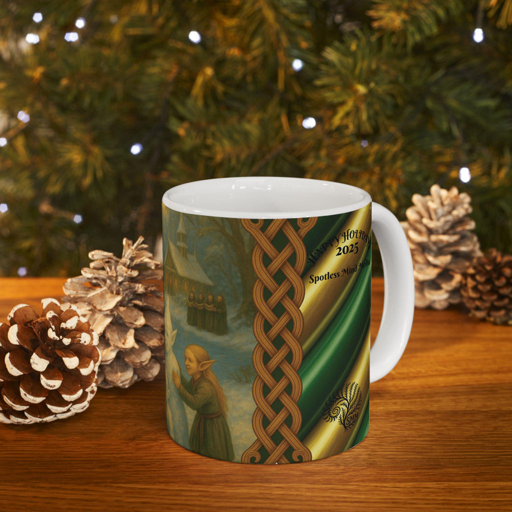Snowy Elves Ceramic Mug, Christmas Coffee Cup, Holiday Hot Cocoa Mug, Winter Tea Mug, Seasonal Drinkware, Festive Gift Mug