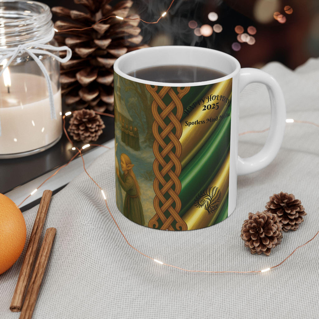 Snowy Elves Ceramic Mug, Christmas Coffee Cup, Holiday Hot Cocoa Mug, Winter Tea Mug, Seasonal Drinkware, Festive Gift Mug